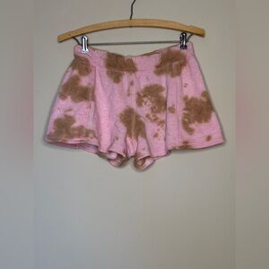 Chaser Women's Tie Dye Fleece Drawstring Shorts Cashmere & Cotton Pink Size XS